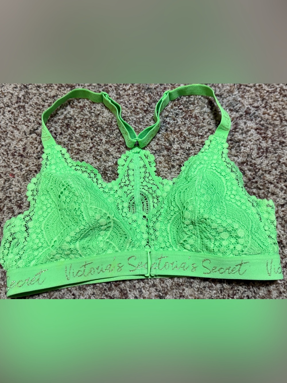Victoria's Secret Bright Green Lace Bralette Womens S NWT